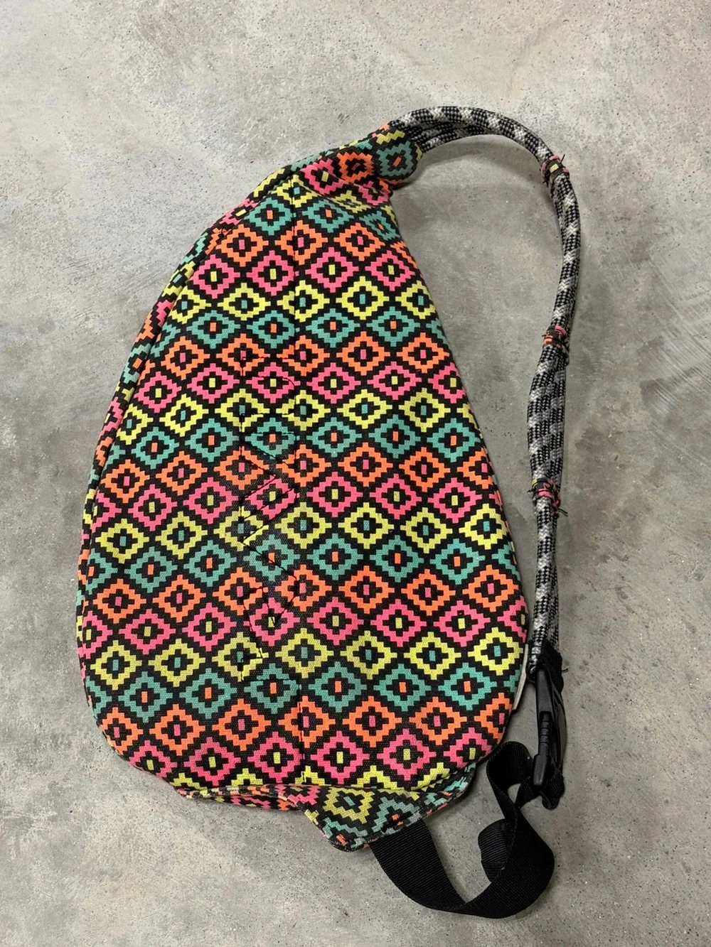 Kavu rope sling bag NEON MULTI Outdoor Hiking Backpacking geometric black white